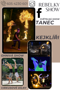 Dechberoucí fireshow, ale i světelné show plné tance, choreografií, akrobacie a žonglování. Pořádáme i cirkusové dílny pro celou rodinu. Naši kejklíři přijedou oživit i vaši akci! TEL: 605 420 601